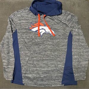 Fanatics Denver Broncos Men's Blue and Gray Hoodie Sz XL